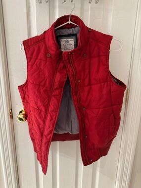 BONGO Red Quilted Jacket Vest with Gray Trim